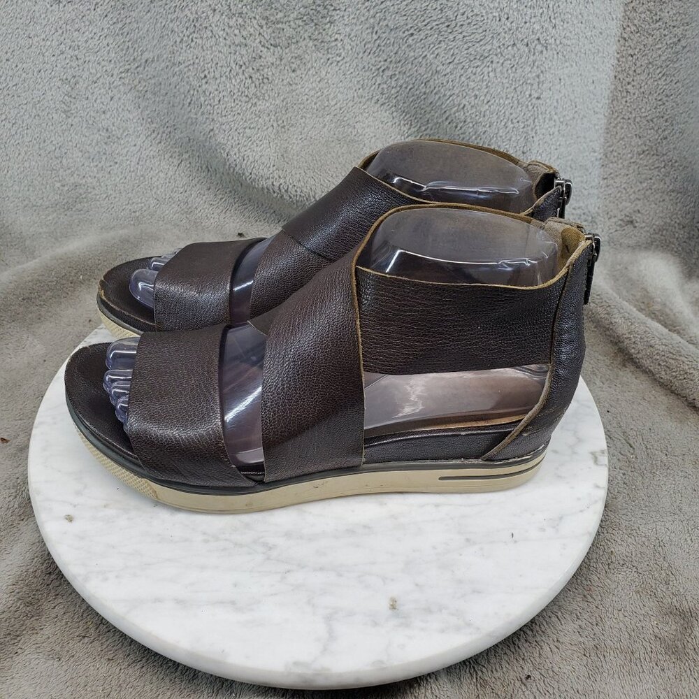 Eileen Fisher Shoes Womens Size 6 Brown Leather Sport Criss Cross Sandals